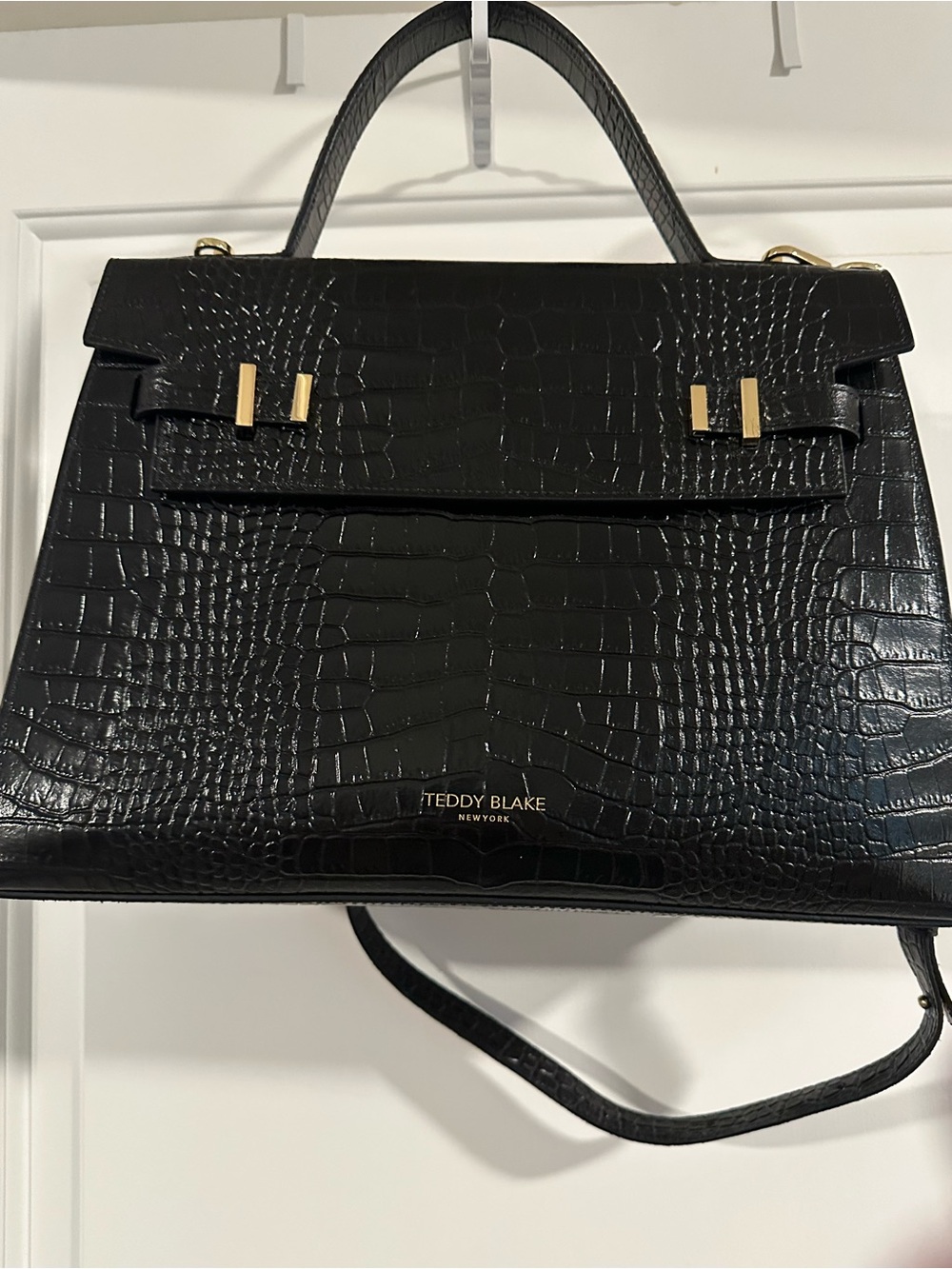 Teddy Blake Ava Black Croc-Embossed Leather Satchel
